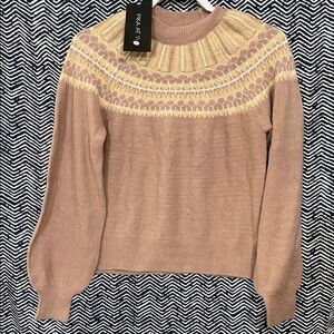 Elegant Beige and Yellow Patterned Sweater